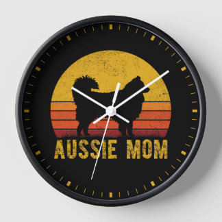 Aussie Mom Australian Shepherd Dog Mom Retro Clock