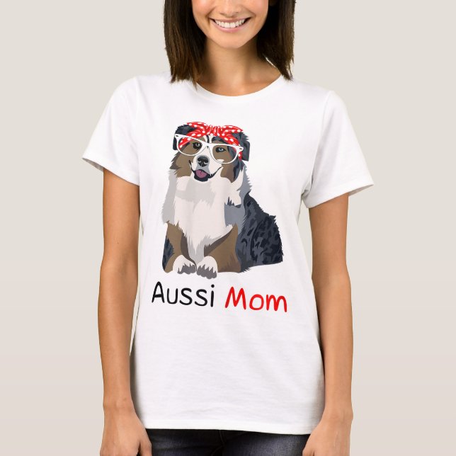 Aussie Mom Dog Bandana Pet Lover Gift WoAussie T-Shirt (Front)