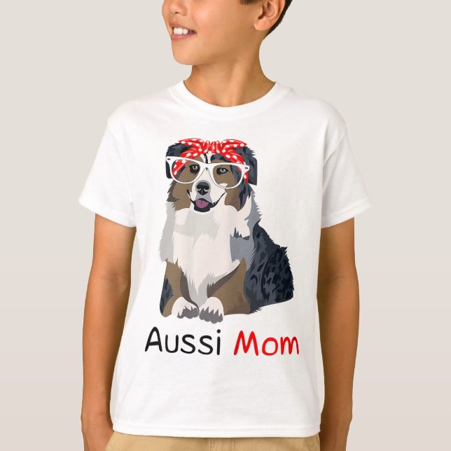 Aussie Mom Dog Bandana Pet Lover Gift Womens Aussi T-Shirt (Front)