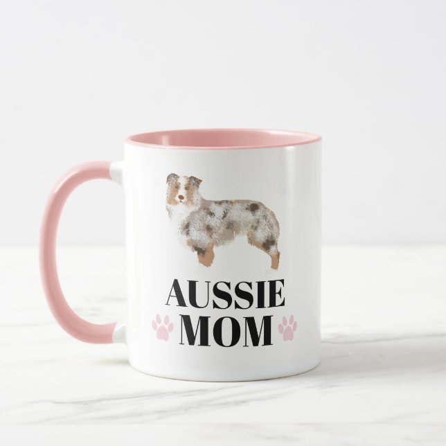 Aussie Mom red merle personalized with photo Mug (Left)