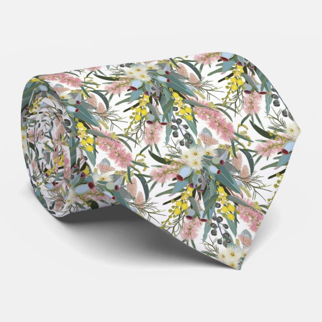 Aussie Native Bush Blooms Neck Tie (Rolled)