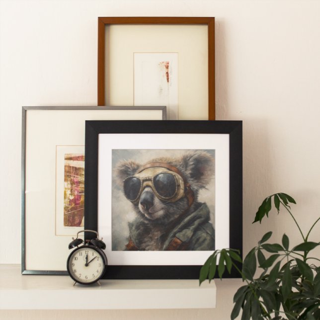 Aussie Pilot Koala Aviator Retro Watercolor Art Poster (Creator Uploaded)