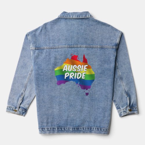 Aussie Pride Rainbow Flag Australian LBGT Pride Mo Denim Jacket