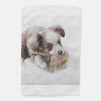 Aussie Red Merle Pup Garden Flag by BreakoutTees at Zazzle