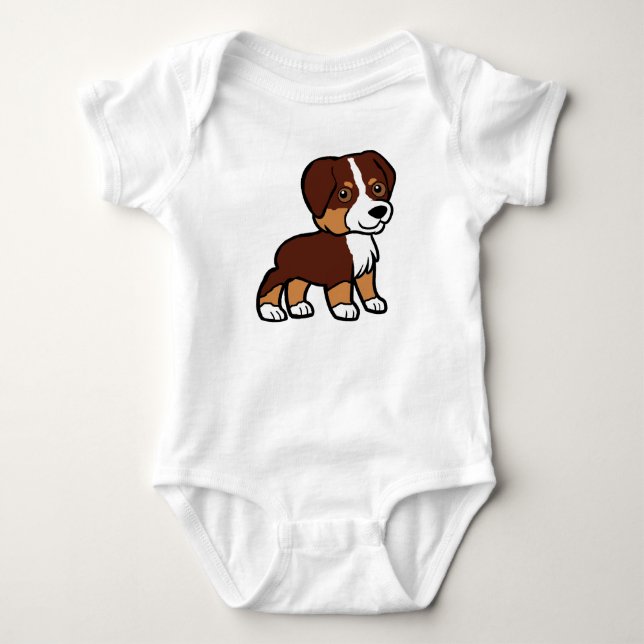 aussie red tri cartoon baby bodysuit (Front)