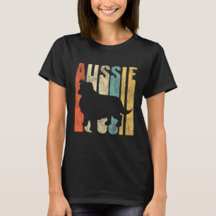 Aussie Retro 1970s Dog Australian Shepherd Distres T-Shirt