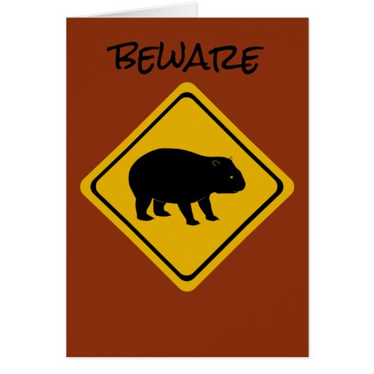 Aussie road sign wombat cards (Front)