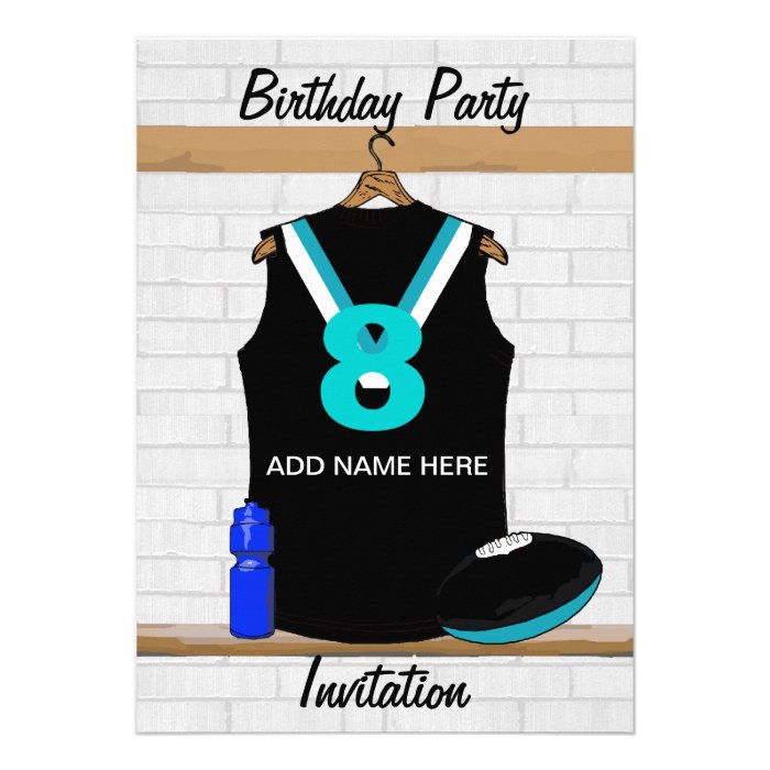 Aussie Rules Jersey Birthday party invitations