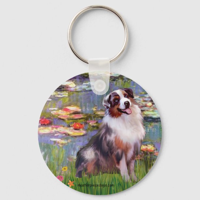 Aussie Shep 1 - Lilies #2 Keychain (Front)