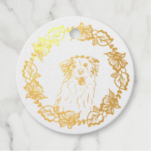 Aussie Shepard Dog (1) on Foil Favor Tag