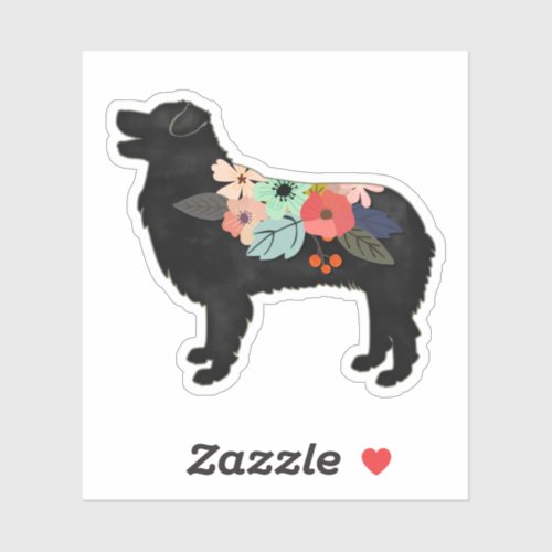 Aussie Shepherd Dog Breed Bohemian Floral Saddle Sticker