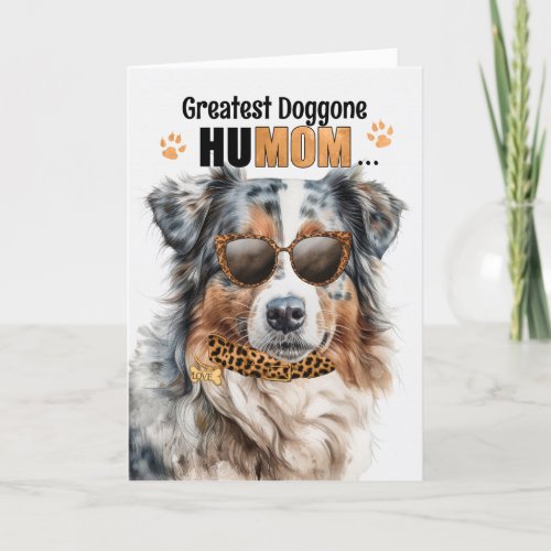 Aussie Shepherd Greatest HuMOM Mothers Day Holiday Card