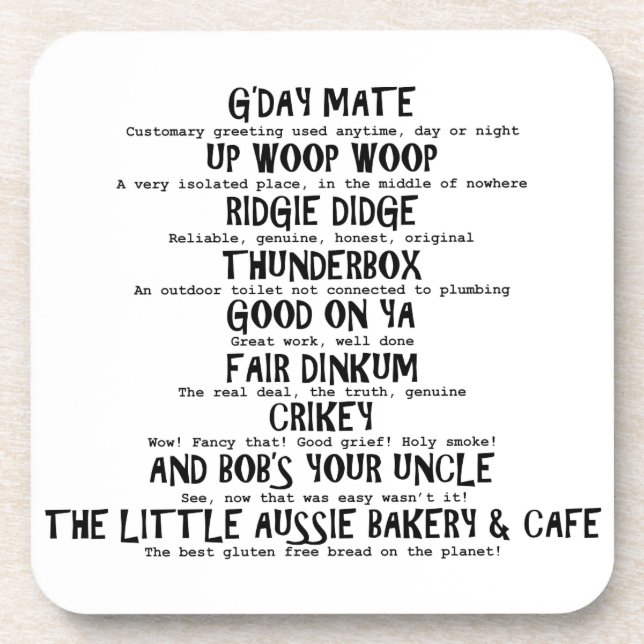 Aussie Slang Drink Coaster (Front)