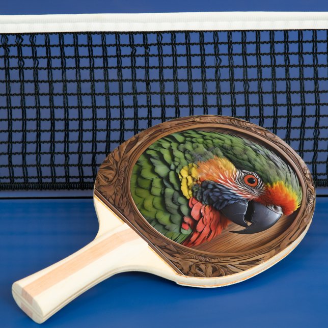 Aussie Spirit: A Lorikeet Perched In Carved Wood Ping Pong Paddle (Insitu)