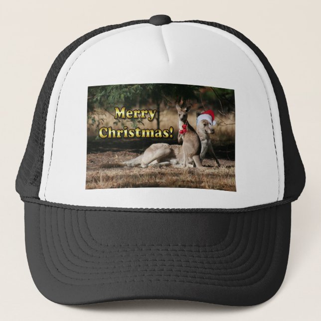 Aussie Style Christmas Kangaroos Trucker Hat (Front)