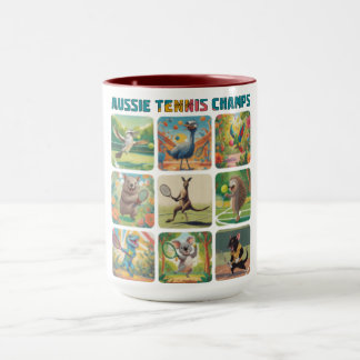 Aussie Tennis Champs Funny Australian Animals Mug