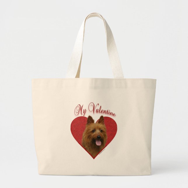 Aussie Terrier Valentine Large Tote Bag (Front)