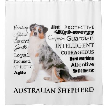 Aussie Traits Shower Curtain by ForLoveofDogs at Zazzle