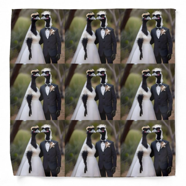 Aussie Wedding Australian Emus, Wedding Bandana (Front)