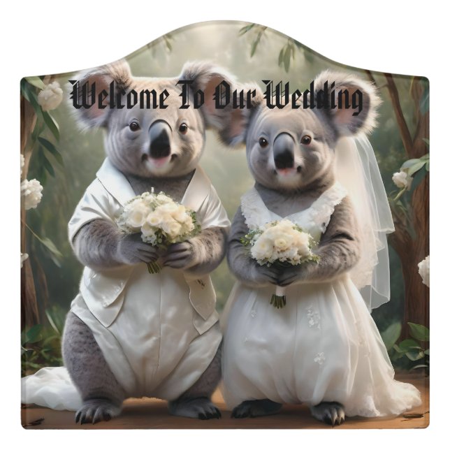 Aussie Weddings Australian Koalas, Wedding Door Sign (Large Crest Front)