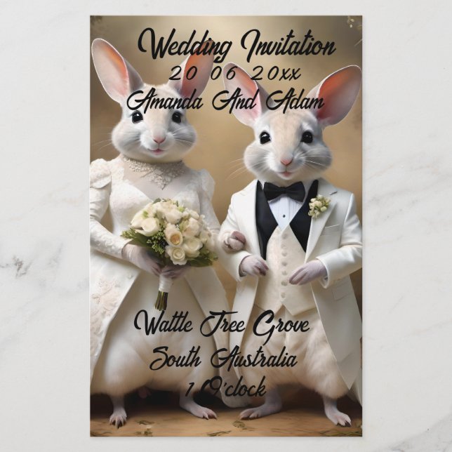Aussie Weddings The Bilbies Get Married, Wedding Stationery (Front)