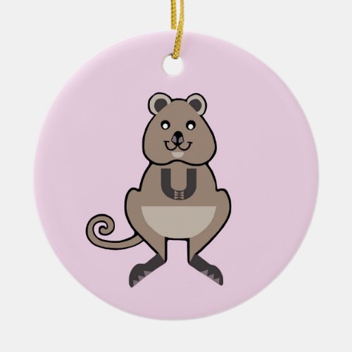 Aussie wildlife _ QUOKKA_ Marsupial _Pink _  Ceramic Ornament