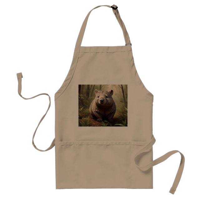 Aussie Wombat In The Aussie Bushland, Adult Apron (Front)