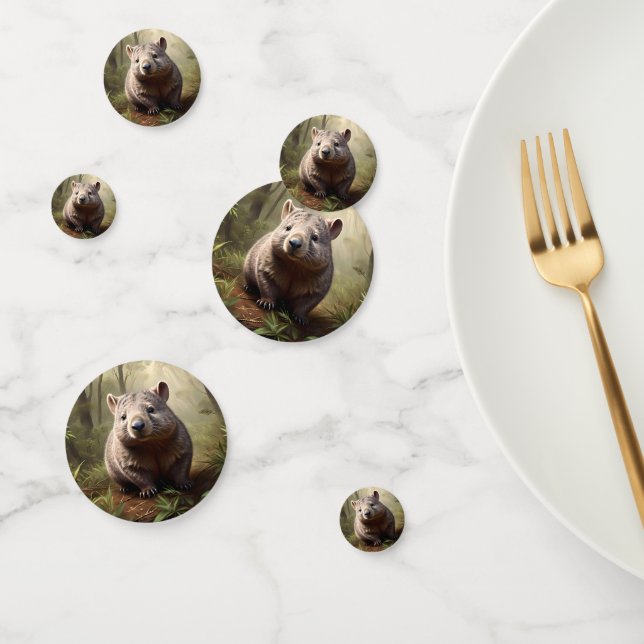 Aussie Wombat In The Aussie Bushland, Confetti (Group)