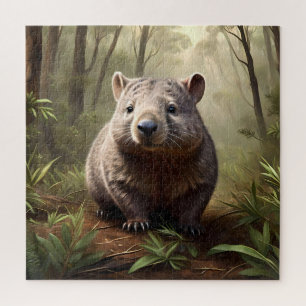 Aussie Wombat In The Aussie Bushland, Jigsaw Puzzle