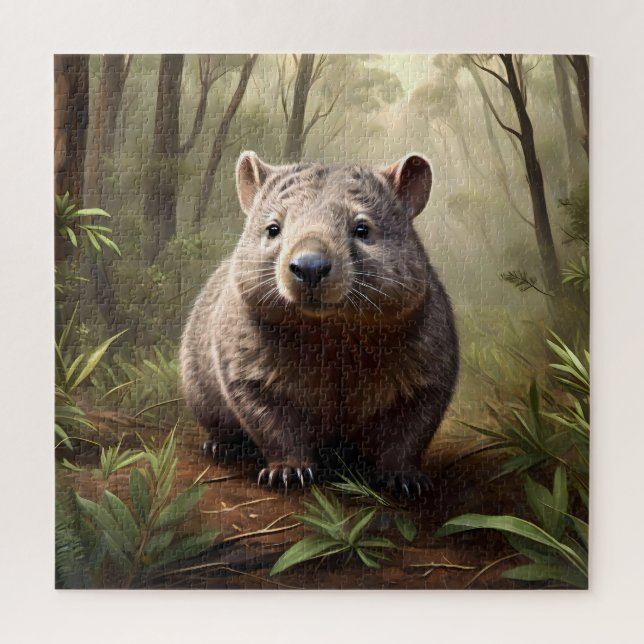 Aussie Wombat In The Aussie Bushland, Jigsaw Puzzle (Vertical)