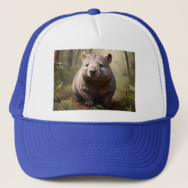 Aussie Wombat In The Aussie Bushland, Trucker Hat (Front)