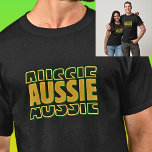 AUSSIE  Word Typography on Dark T-Shirt<br><div class="desc">AUSSIE for Australia Day T-Shirt - lots of colour t-shirts available.</div>