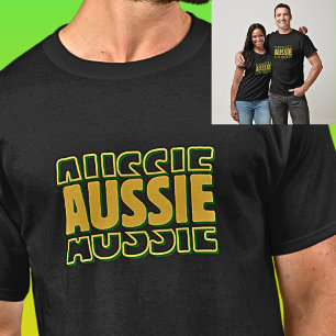 AUSSIE  Word Typography on Dark T-Shirt
