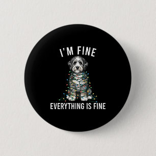 Aussiedoodle Christmas I'm Fine Everything Is Fine Button