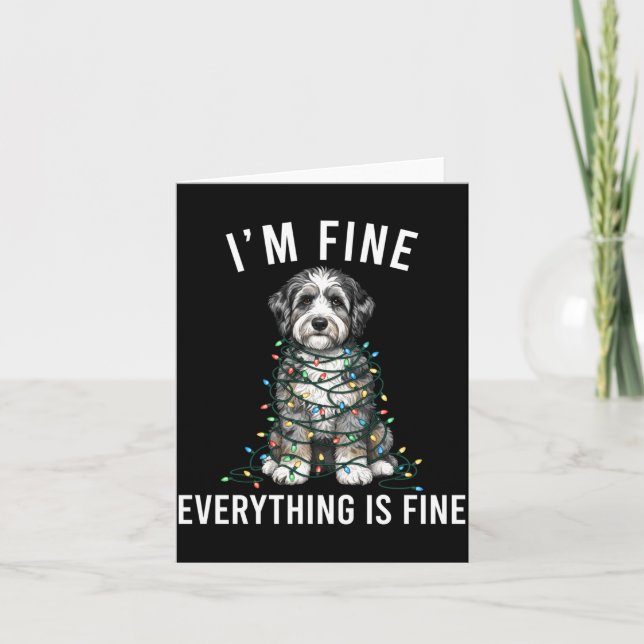 Aussiedoodle Christmas I'm Fine Everything Is Fine Card (Front)