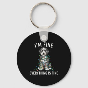 Aussiedoodle Christmas I'm Fine Everything Is Fine Keychain