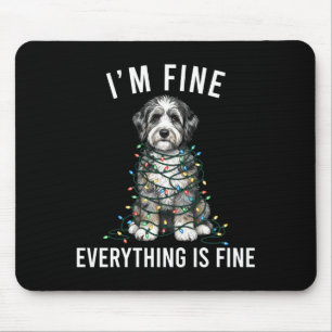 Aussiedoodle Christmas I'm Fine Everything Is Fine Mouse Pad