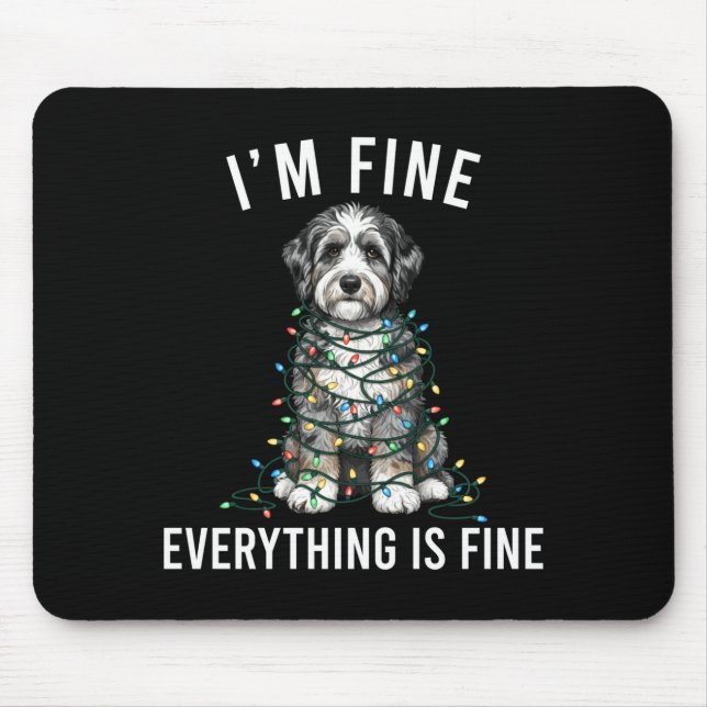 Aussiedoodle Christmas I'm Fine Everything Is Fine Mouse Pad (Front)