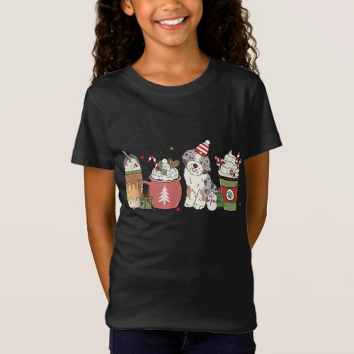 Aussiedoodle Coffee Latte Winter Christmas Dog Mom T_Shirt