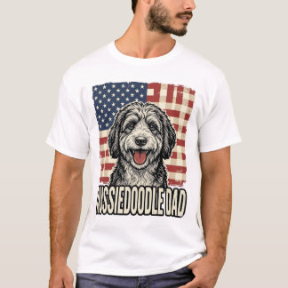 Aussiedoodle Dad Patriotic Vintage Dog Shirt Desig