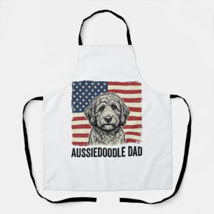 Aussiedoodle Dad Patriotic Vintage Dog Shirt Desig Apron