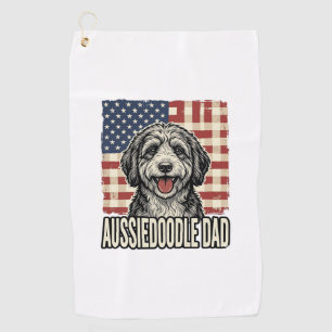 Aussiedoodle Dad Patriotic Vintage Dog Shirt Desig Golf Towel