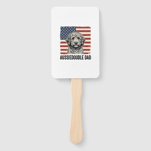 Aussiedoodle Dad Patriotic Vintage Dog Shirt Desig Hand Fan