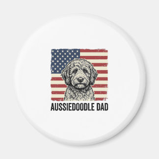 Aussiedoodle Dad Patriotic Vintage Dog Shirt Desig Magnet