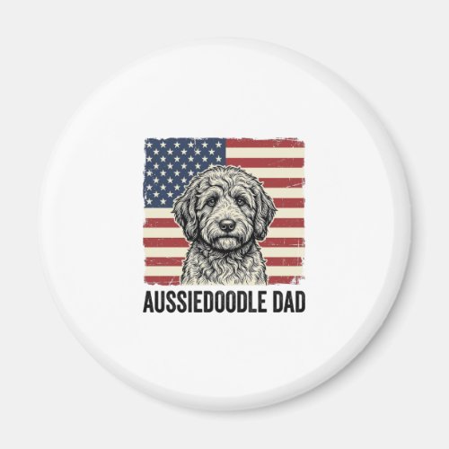 Aussiedoodle Dad Patriotic Vintage Dog Shirt Desig Magnet