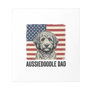 Aussiedoodle Dad Patriotic Vintage Dog Shirt Desig Notepad