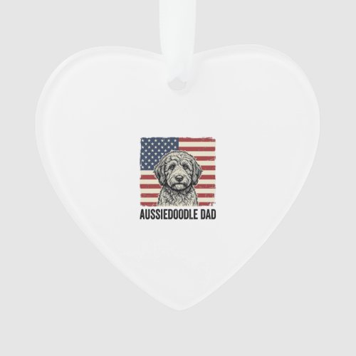 Aussiedoodle Dad Patriotic Vintage Dog Shirt Desig Ornament