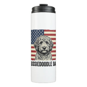 Aussiedoodle Dad Patriotic Vintage Dog Shirt Desig Thermal Tumbler