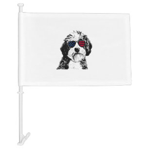 Aussiedoodle Dog 4th July America USA Flag 