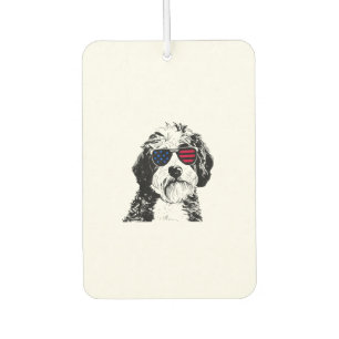 Aussiedoodle Dog 4th July America USA Flag Air Freshener